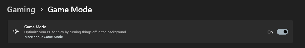 Windows Game Mode